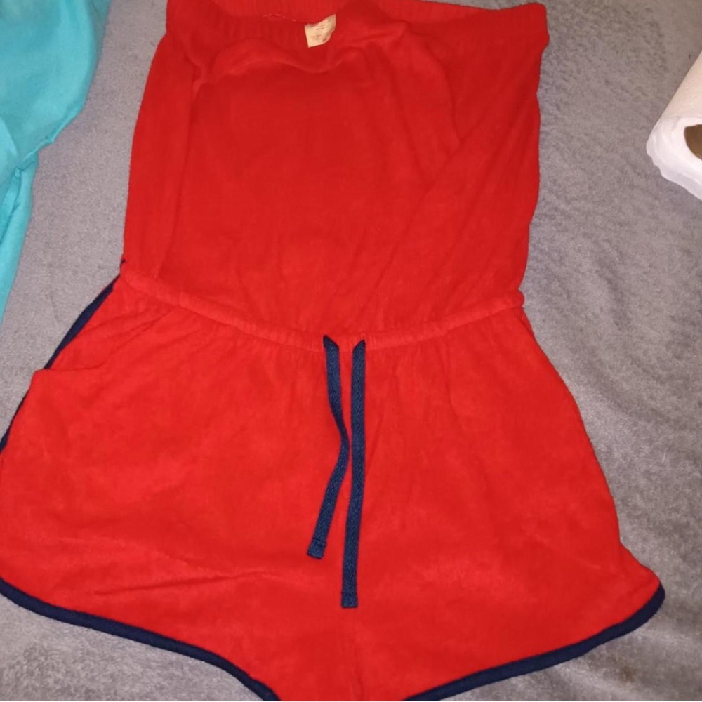 Red Terry Cloth Romper